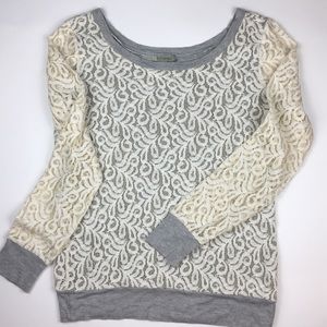 Anthropologie Lace Overlay Sweatshirt